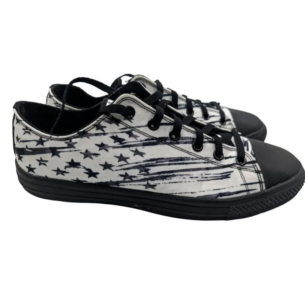 RAAD Shop Unisex Rock And Roll Black and White Stars and Stripes Low Top 12M